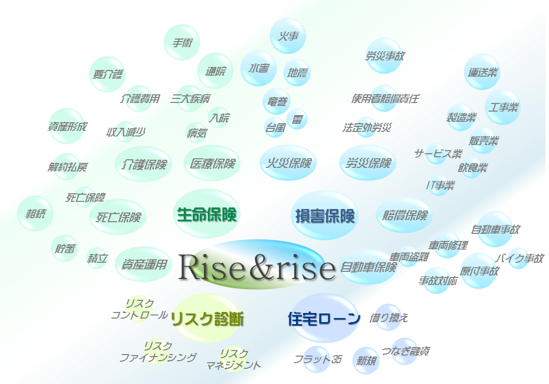 損害保険、生命保険、自動車保険、医療保険